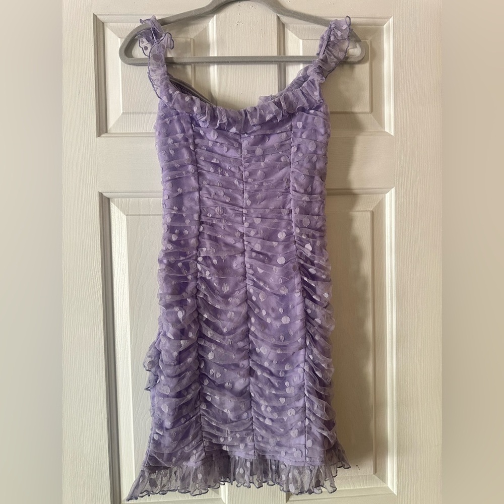 Hello Molly Flirty Friend Mini Dress Lilac, polka dot, party dress, size 8 - Picture 2 of 8